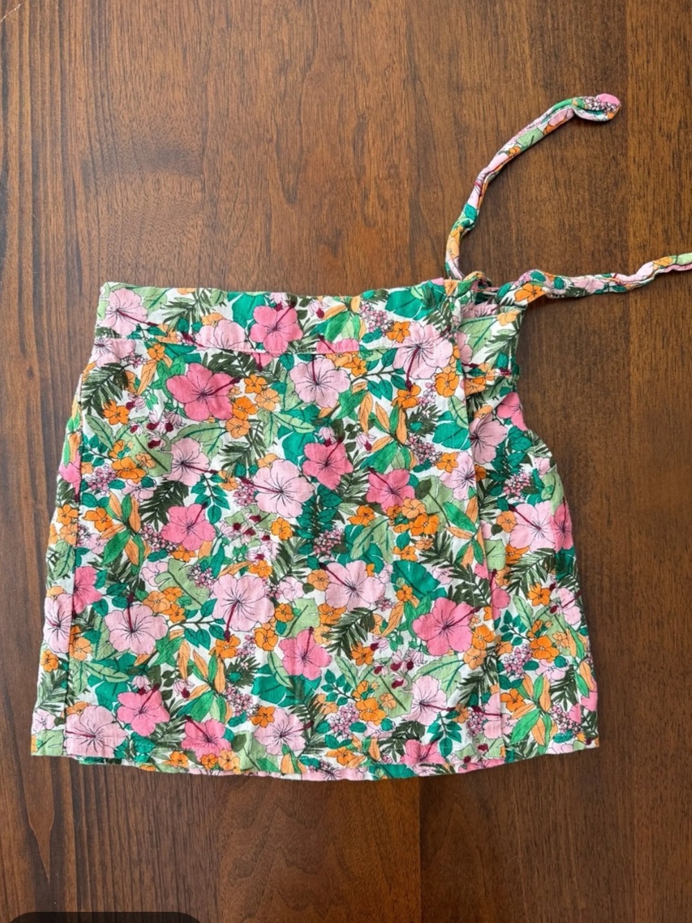 Copper Key Girl's L High Rise Floral Printed Ruffle Skirt Faux Wrap Linen Blend